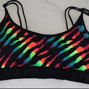 PINK Rainbow Zebra Sports Bra Sz L